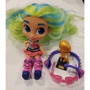 JUST PLAY HAIRDORABLES DOLL HARMONY BLUE / GREEN HAIR 5 INCH TOY With Award